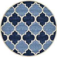 Единствени разбојни кружни геометриски модерна област килими сина беж, 6 '6' круг