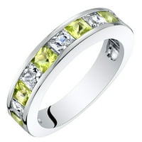 КТ принцезата го намали зелениот перидот половина вечен прстен во стерлинг сребро