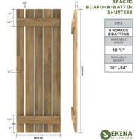 Ekena Millwork 1 2 W 35 H Americraft Пет табла Екстериер вистинско дрво распоредено од табла-n-batten ролетни,