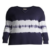 Tru само женски плус големина Shibori Tie-Dye Pullover Sweatshirt