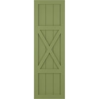 Ekena Millwork 12 W 57 H True Fit PVC Center X-Board Farmhouse Fixed Mount Sulters, Moss Green