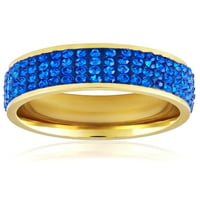 Крајбрежен накит сини кристални камења злато позлатен прстен од не'рѓосувачки челик