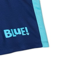 Маици за момчиња за бебиња и мали деца на сина боја, резервоарот и шорцевите и сет на облеки за натпревари, 5-парчиња, големини 12м-5Т