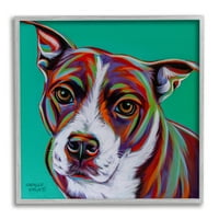 Stuple Industries Симпатична куче која изгледа портрет задебелена зелена поп -стил позадина 24, дизајн од