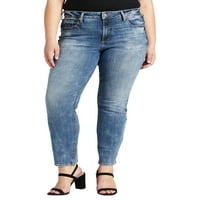 Co. Silver Jeans Co. Women'sенски плус големина Ејвори Високиот дел од нозете фармерки со големина на половината