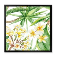 DesignArt 'Yellowолти цвеќиња и тропско зеленило i' модерен врамен уметнички принт