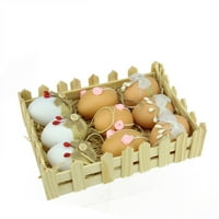 Сет на бел и природен обоен јута, пролетен велигденски украси од јајце 2,25 “