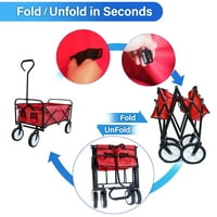 Колистичка количка за вагон за алатка со прилагодливи рачки, преклопување вагон градинарска количка за плажа со додаток за рефлексија на јаже, за активности на отв