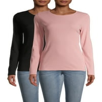 Time and Tru женски пуловер тенок маица со долги ракави, пакувања