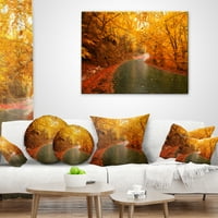 Дизајнрт есенски патеки на патот на патот - Перница за фотографирање на пејзаж - 16x16