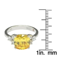 Стерлинг сребрена жолта кубна прстен за ангажман во цирконија