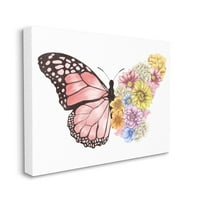Tuphell Industries Butterfly Floral Bouquet Wing Collage Spring Pink Pink Yellow Canvas Wall Art Design by