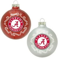 Topperscot NCAA Alabama Crimson Tide Home and Away Glass Ornaments сет, сет од 2