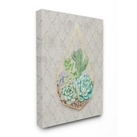 Sumpell Industries Succulent Basket Gold Grey Awaterlour Patemge Patternagily Canvas wallидна уметност од