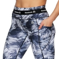 Reebok Women'sенски печатен Revolve High Rise Capri Legging со 22 Inseam и странични џебови