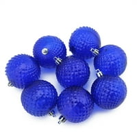 8CT Lavish Blue Transpparent Diamond Cut Shatterproof Божиќни топка украси 2.5 “