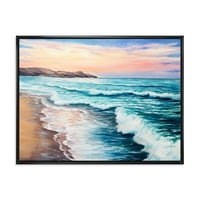 DesignArt 'Sunrise сјај на океанските бранови III' Наутички и крајбрежно врамено платно wallидна уметност печатење