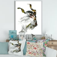DesignArt 'црно -бел портрет на коза II' фарма куќа врамена платно wallидна уметност печатење