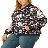 Уникатни поволни цени, женски плус големина патент јакна со долги ракави цветни бомбички јакни