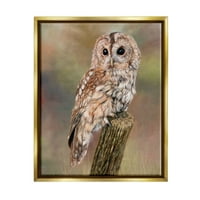 Sumbell Industries Brown Tawny Owl Perched сложена шумски диви животни сликарство сликарство металик злато