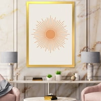 DesignArt 'Минимално светло сјајно портокалово сончево зраци III' модерен врамен уметнички принт