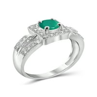 Jewelersclub Емералд прстен накит за роден камен - 0. Карат смарагд 0. Стерлинг сребрен прстен накит со бел