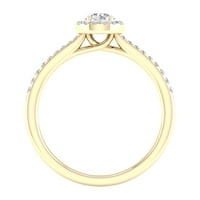 Империјален КТ ТДВ тркалезен дијамантски ореол прстен во жолтото злато