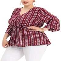 Уникатни поволни цени, женски плус големина врвови против вратот бохо -шарени блузи од бебиња