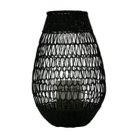 Креативен ко-оп-црн ратан фенер со стакло вметнување