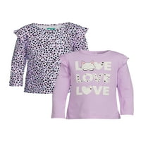 Деца од Garanimals Girls Ruffle T-Shirt, 2-пакет, големини 4-10