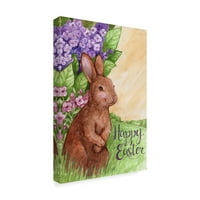Трговска марка ликовна уметност „Среќен велигденски зајаче во лилакс“ платно уметност од Мелинда Хипшер