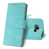 Samsung Folio Wallet Tephel Case Case Samsung S Edge S Plus Denim паричник кутија со џвакана внатрешна обвивка и функција на кикстанд во сина боја