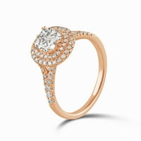 Ариста 1. КТ перница исечена сваровски дијаманти Двоен прстен за ангажман на ореол во розово позлатена сребро