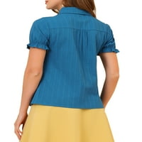 Единствени поволни цени за женски памучен памук на врвот на јака со цврста блуза