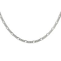 Brilliance Sterling Silver Silver Figaro Chain Pavè Wire, бела боја, ѓердан
