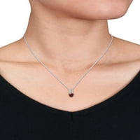 Miabella Women's'sims 1- Carat T.G.W. Срцев гарнет и акцент на дијамант со кружен дијамант Стерлинг Сребрен срцев приврзок со ланец