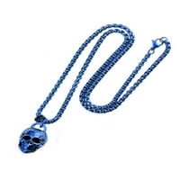 Крајбрежен накит Машки антички и полиран сино позлатен не'рѓосувачки челик Голем ѓердан на черепот - 24 “