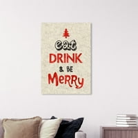 Одмор и сезонски wallидни уметности платно печати „јадат пијалок и биди весели“ празници - црвена, бела боја