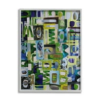 Stuple golders зелена апстрактна форма на колаж апстрактна слика сива врамена уметничка печатена wallидна уметност