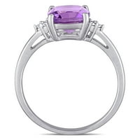 Miabella Women's'sims 1- Carat T.G.W. Аметист-аметист и дијамант-акцент 10kt бело злато коктел прстен