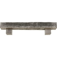 Ekena Millwork 8 H 12 D 48 W Rough Sawn Fau Wood Camplace Mantel Kit W alamo Corbels, Изгорен бор,