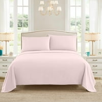 Слатка домашна серија за кревети за постелнина - Дополнителен мек микрофибер длабок џеб сет - бледо розов, близнак XL