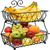 Стенд за приказ на овошни корпи сорбус, 2-ниво, за складирање на зеленчук, овошје и леб за кујна, бања, правоаголен