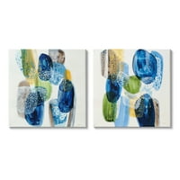 Tuphell Industries Round Апстрактни камчиња со камчиња слоевити сини тонови Галерија за сликање завиткано