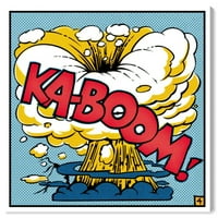Wynwood Studio Advertising Wall Art Canvas Prints 'Ka -boom' стрипови - црвена, жолта боја