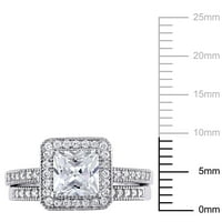 Miabella Women 2- Carat T.G.W. Кубна цирконија Хало Невестинска сет во среброто на Стерлинг