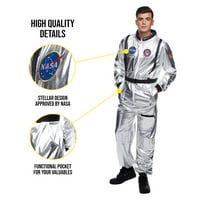 Морф Менс сребрен астронаут костум возрасен насан вселенски униформа Ноќта на вештерките црвена l