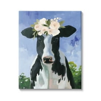 Stuple Industries земја крава добиток цвет круна рози ботаничка слава платна wallидна уметност, 30, дизајн