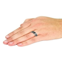 Крајбрежен накит двојно црно јаглеродно влакно вметнување титаниумски опсег прстен