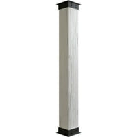 Ekena Millwork 10 W 12'H Hand Hewn Endurathane Fau Wood Wood Non-Tapered Square Column Wrap со FAU Iron Capital